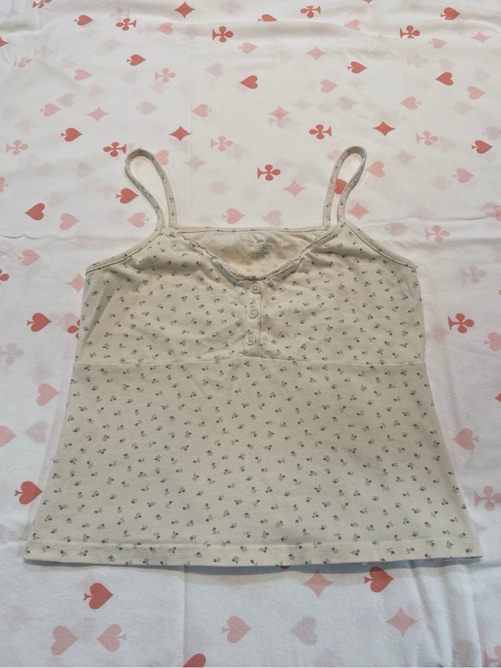 Brandy Melville Crème Floral Tank Top One Size